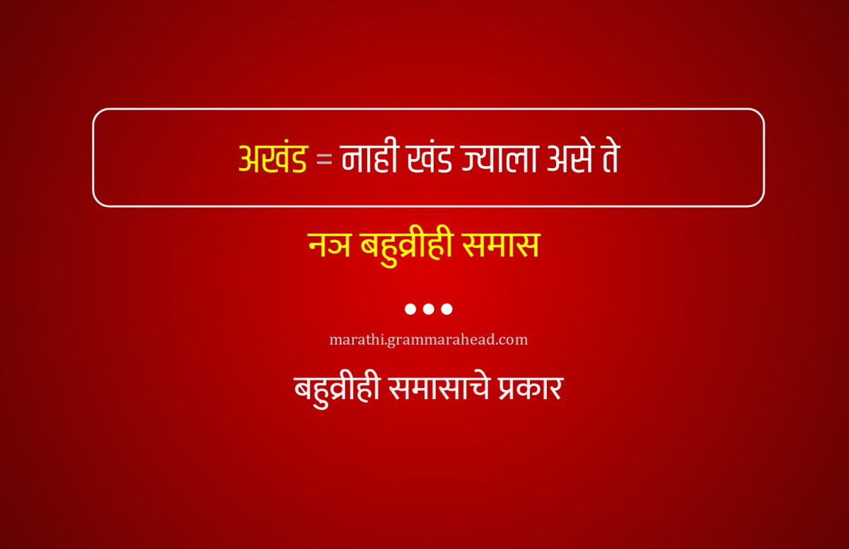 नञ बहुव्रीही समास - बहुव्रीही समासाचे प्रकार